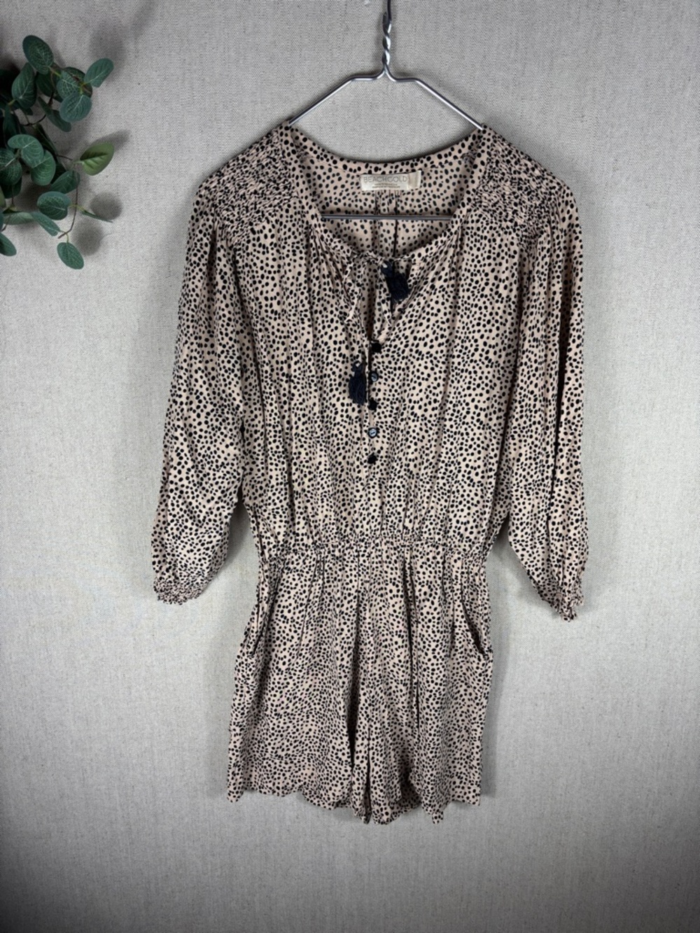 Beachgold > Polka Dot Romper with Tassel Tie Small